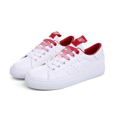 M.GENERAL Canvas Lace Up Breathable Flat Female White Shoes-Newchic-Multicolor