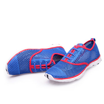 Men Women Lovers Mesh Breathable Color Match Lace Up Flat Sport Casual Shoes-Newchic-Multicolor