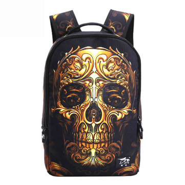 Men Women Outdoor Travel Skull Pattern Polyester Multifunctional Shoulders Bag Backpack-Newchic-