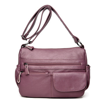 Multi-pockets PU Leather Crossbody Bag Pure Color Shoulder B-Newchic-