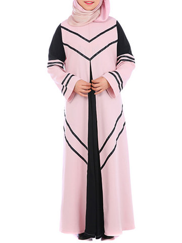 Muslim Robe Simple Printed Long Sleeves Dresses For Women-Newchic-