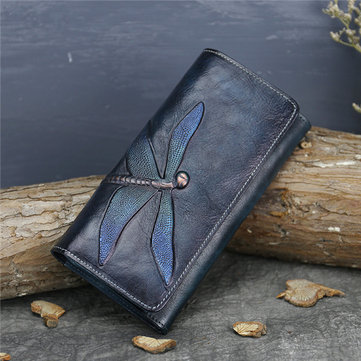 National Style Genuine Leather Trifold Long Wallet-Newchic-