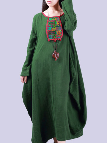 O-NEWE Printed Robe Dress Women Maxi Dress-Newchic-