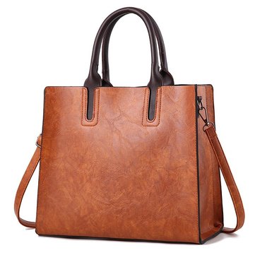Oil Leather Tote Bag-Newchic-