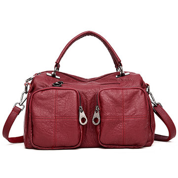 PU Leather Pockets Messenger Bag-Newchic-