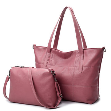 PU Leather Women Bags Elegant Pure Color Shoulder Bag Handbag-Newchic-