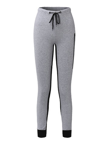 Patchwork Cotton Sport Pants for Women-Newchic-