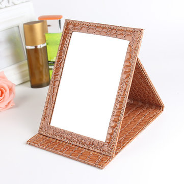 Portable Foldable Makeup Mirror Pu Leather Cosmetic Mirrors Women Beauty 3 Sizes-Newchic-