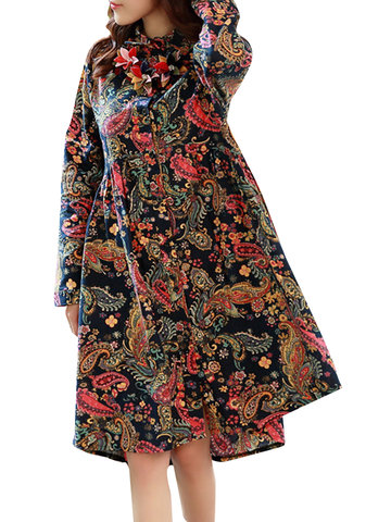 Print Floral Decorate Women Dresses-Newchic-