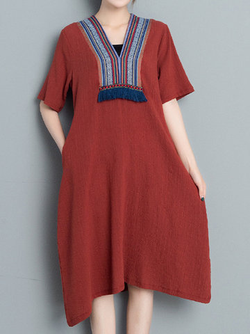Print Patchwork Dress For Women-Newchic-