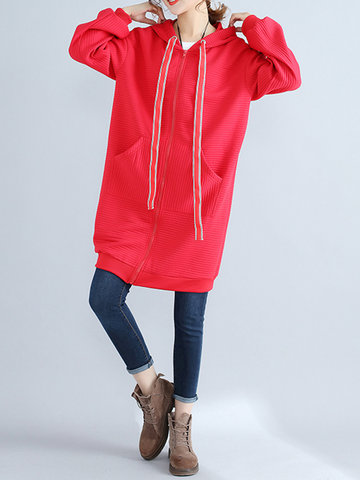 Pure Color Hooded Coats For Women-Newchic-
