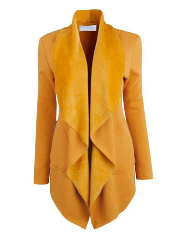 Pure Color Irregular Lapel Women Coat-Newchic-