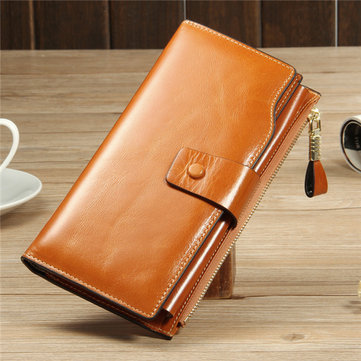 RFID Retro Genuine Leather Long Wallet-Newchic-