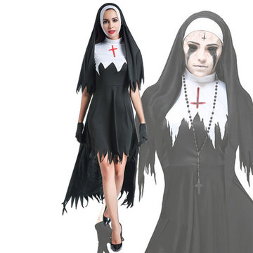 Role Play Irregular Dovetail Nun Clerical Skirt-Newchic-