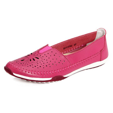 SOCOFY Big Size Butterfly Hollow Out Comfortable Leather Flat Casual Loafers-Newchic-Multicolor