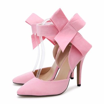 Sexy Butterfly Knot Removable Slim Pointed Toe High Heel Stilettos Pumps-Newchic-Multicolor