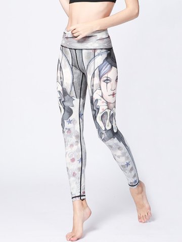 Sexy Clown Printed Stretch Workout Leggings-Newchic-