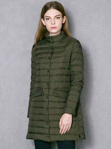 Single Breasted Winter Down Coats-Newchic-