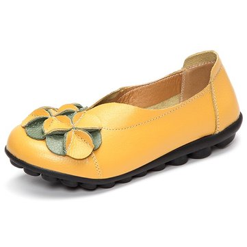 Socofy Flower Leather Flats-Newchic-Multicolor