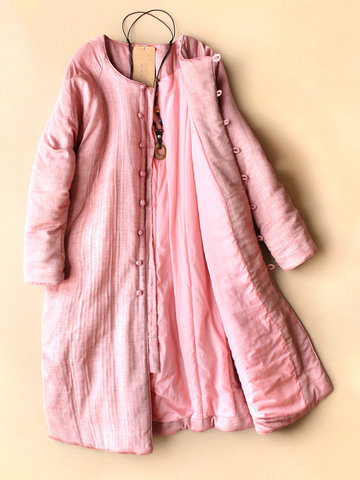 Solid Frog Button Cotton Linen Coat-Newchic-