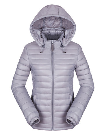 Solid Removable Hood Down Jacket-Newchic-