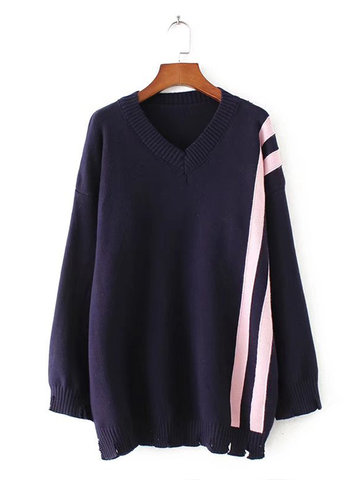 Stripe Loose Sweaters For Women-Newchic-