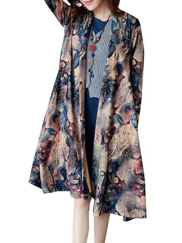 Suede Floral Print Women Coats-Newchic-