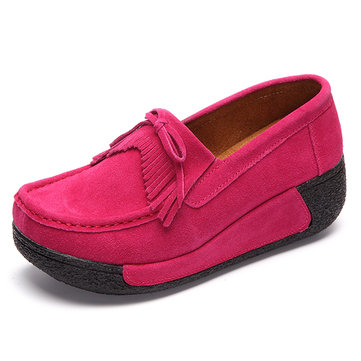 Tassel Bowknot Slip On Platform Color Match Shoes-Newchic-Multicolor