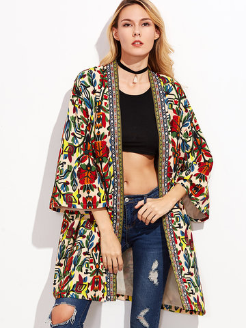 Tribal Printed Embroidered Jacket-Newchic-