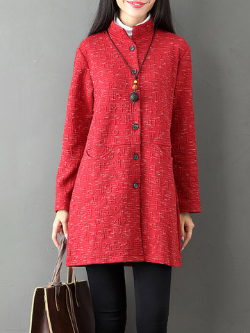 Vintage Button Fly Women Cotton Coats-Newchic-