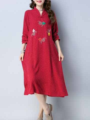 Vintage Embroidered Split Dresses-Newchic-