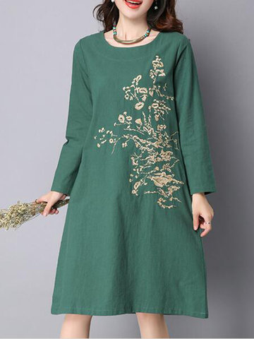 Vintage Embroidery Women Dresses-Newchic-