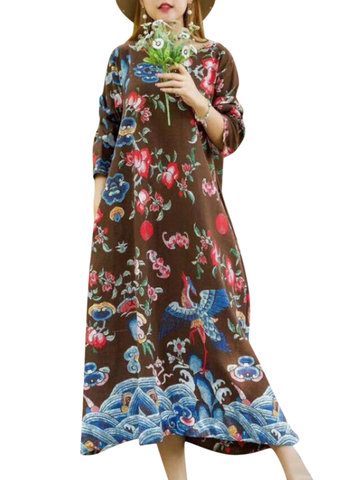 Vintage Floral Print Dresses For Women-Newchic-