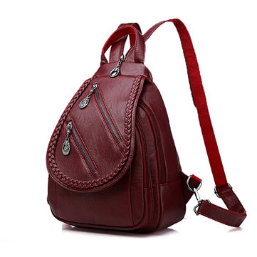 Vintage PU Leather Chest Bag Outdoor Backpack Shoulder Bag For Women-Newchic-