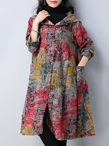 Vintage Printed Plate Buckle Coats-Newchic-