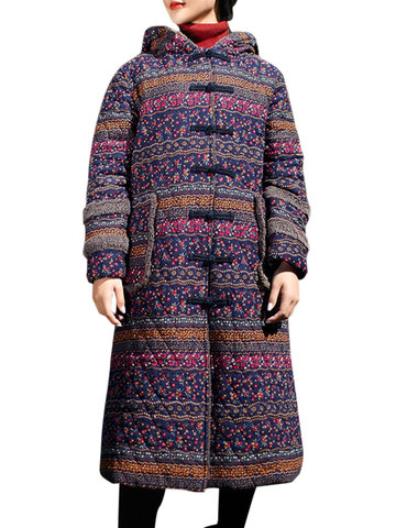 Vintage Printed Thicken Hooded Coats-Newchic-