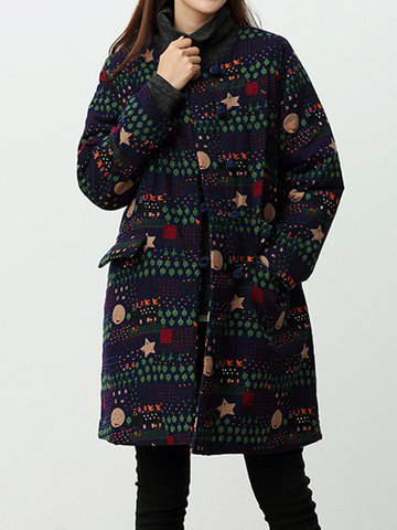 Vintage Printed Thicken Winter Coats-Newchic-