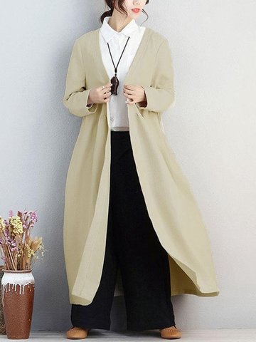 Vintage Pure Color Coats For Women-Newchic-