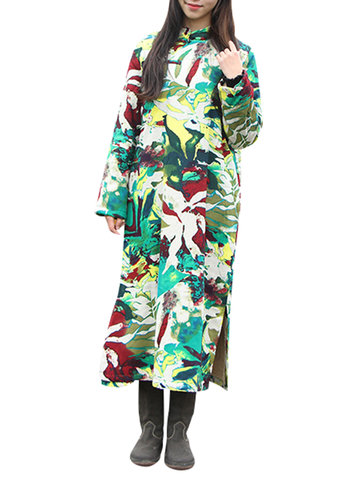 Vintage Women Ethnic Long Sleeve Floral Print Coats-Newchic-