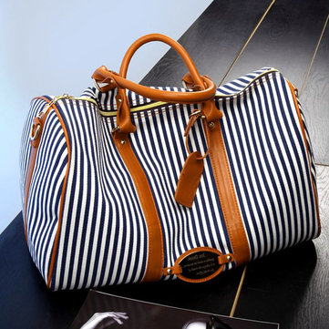Women Canvas Stripe Large Capacity High-end Luggage Bag Travel Bag-Newchic-