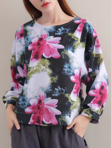 Women Floral Printed T-shirts-Newchic-
