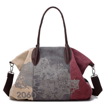 Women Flower Pattern Casual Canvas Handbag Bucket Bags Shoulder Bag-Newchic-