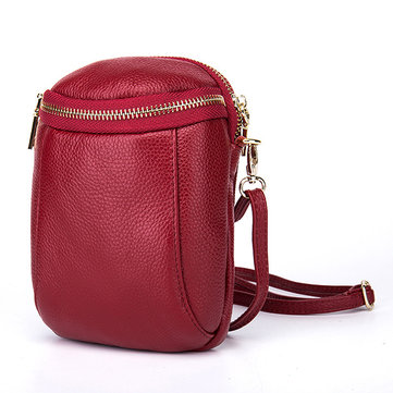 Women Genuine Leather Bucket Phone Bag Mini Crossbody Bag-Newchic-