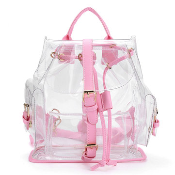 Women Girl Clear Backpack Cute Plastic Transparent School Bag-Newchic-