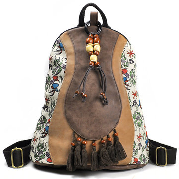 Women National Style Printed Tassel Backpack-Newchic-
