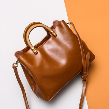 Women Oil-wax Leather Retro Handbag-Newchic-