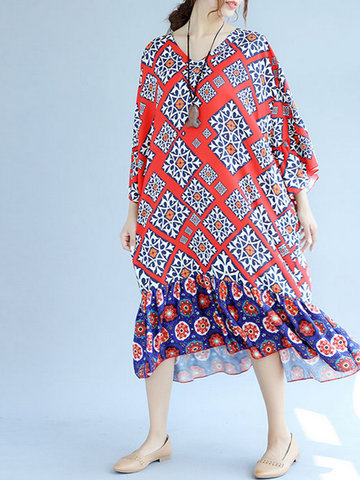 Women Printed Chiffon Dresses-Newchic-