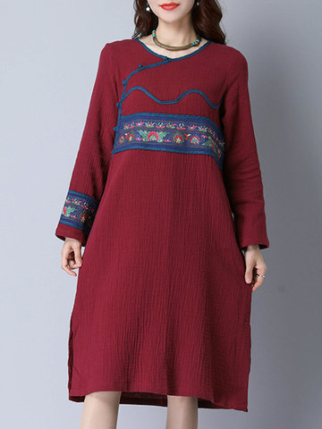 Women Vintage Embroidered Dresses-Newchic-