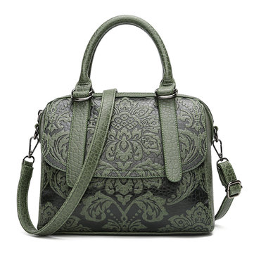Women Vintage Flower Print PU Leather Handbag-Newchic-