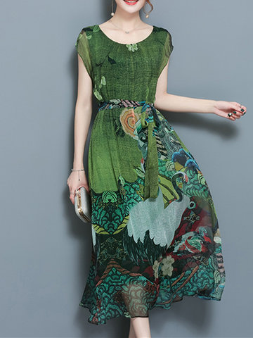 Women Vintage Printed Dresses-Newchic-